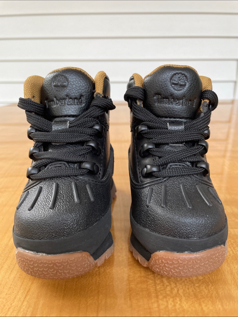 Timberland Baby/Toddler Euro Hiker Shell Toe Boots Black Grain Leather Size 5